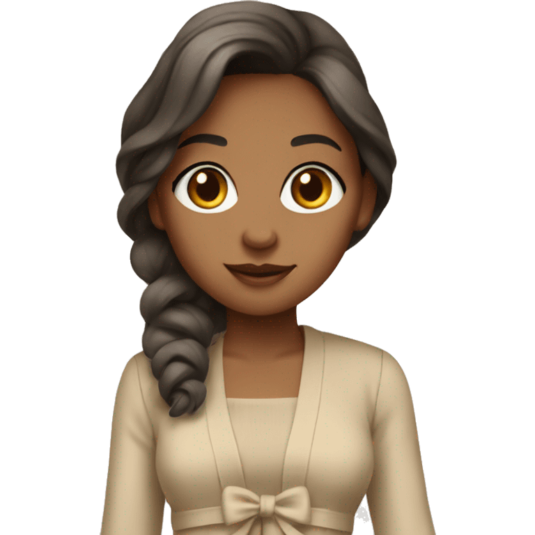 beige bow dress with beige cardigan emoji