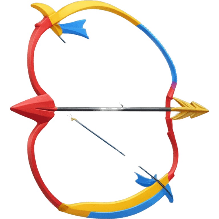 bow and arrow red blue and yellow color emoji