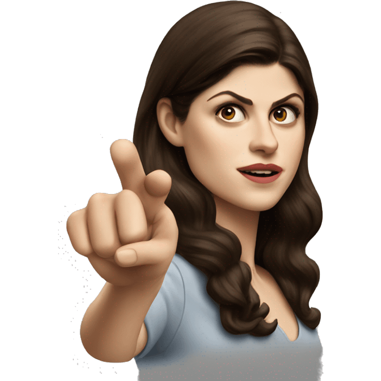 Alexandra Daddario pointing forward emoji