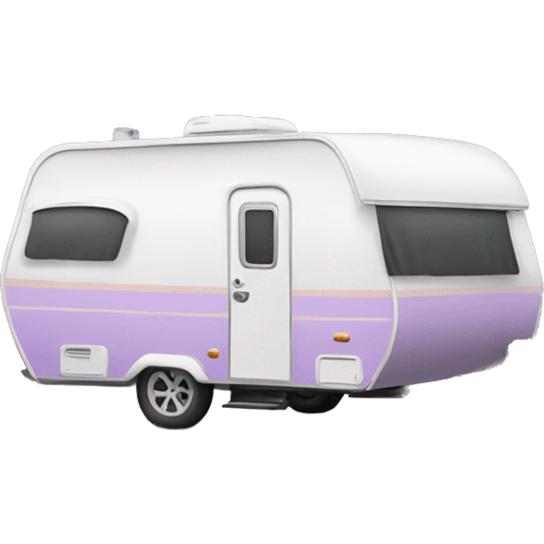 Realistic pastel purple camping travel trailer isolated.  emoji