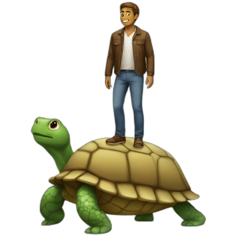 a man standing on a turtle emoji