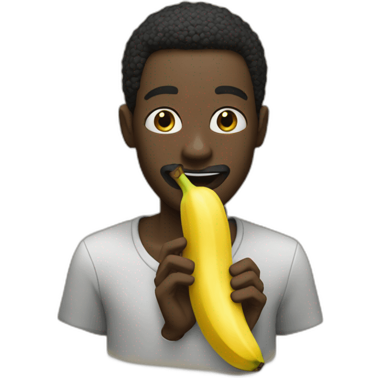 Black man eating banana emoji