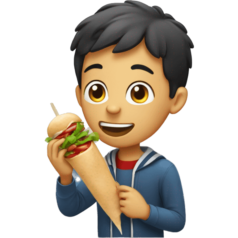 Boy eating kebab emoji