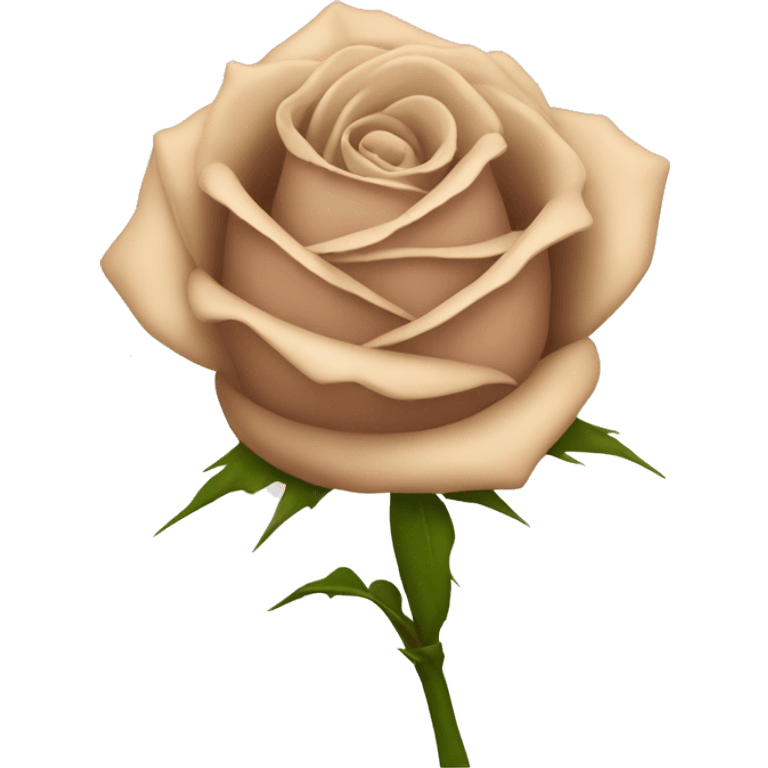 Beige rose with thorns and a brown satin ribbon around the stem emoji