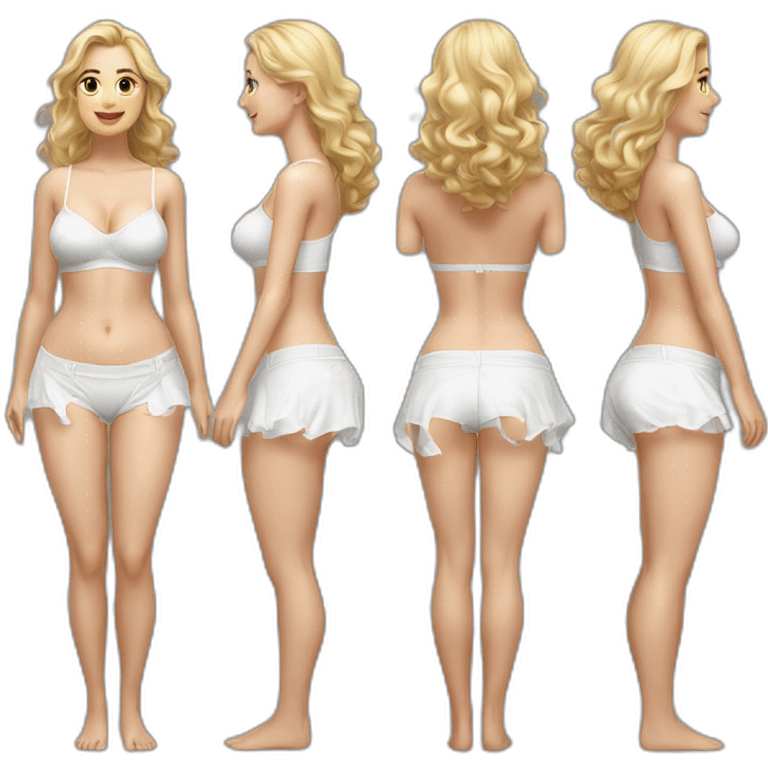 Hyperrealistic Full body Caucasian curvy beauty white knickers back and front views white skirt strong wind emoji