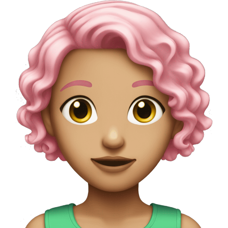 Pretty girl with bright green eyes and pink hair emoji