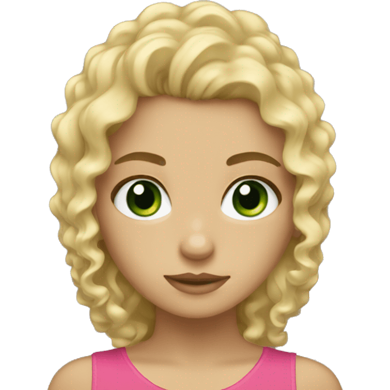 blonde curly girl with green eyes  emoji