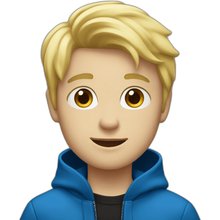 Blonde Boy Wearing Blue coat And Black T-shirt emoji