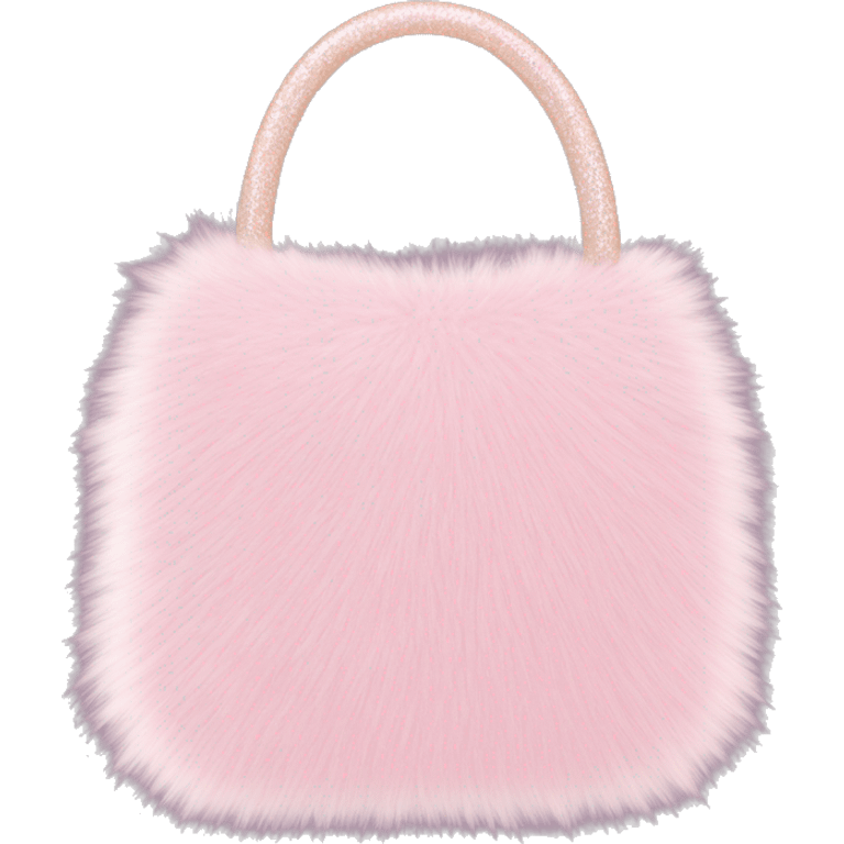 Realistic light pink Sparkle glitter and fur purse. emoji