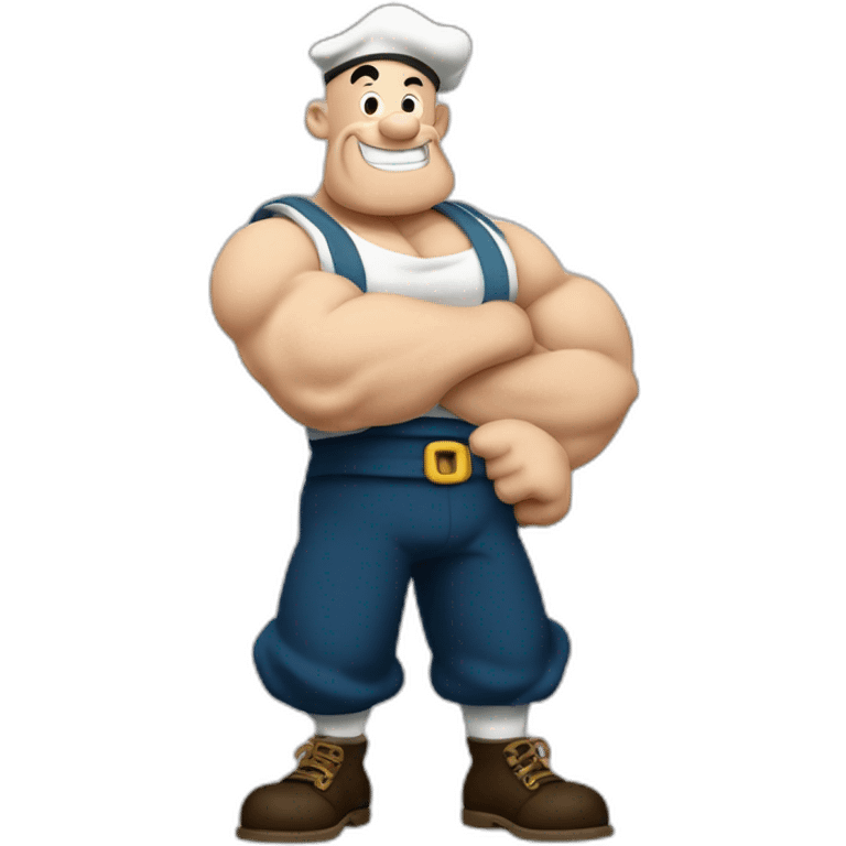 Popeye the Sailor show his left arm，bareheaded，full body emoji