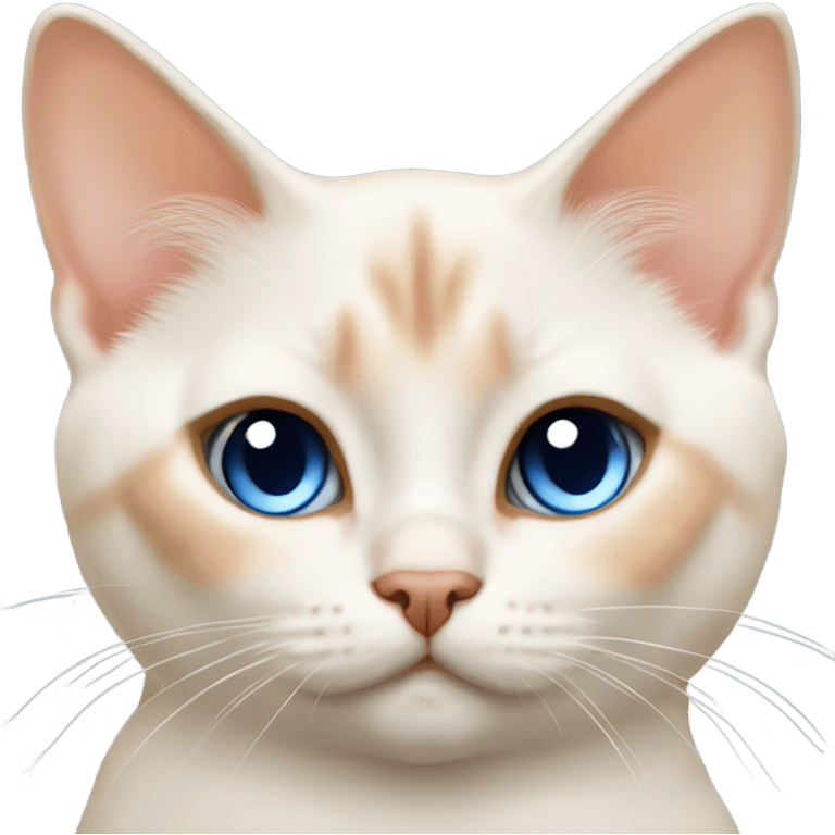 chubby flame point Siamese, white fur with orange accents and blue eyes  emoji