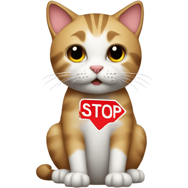 Cat with a stop sign emoji