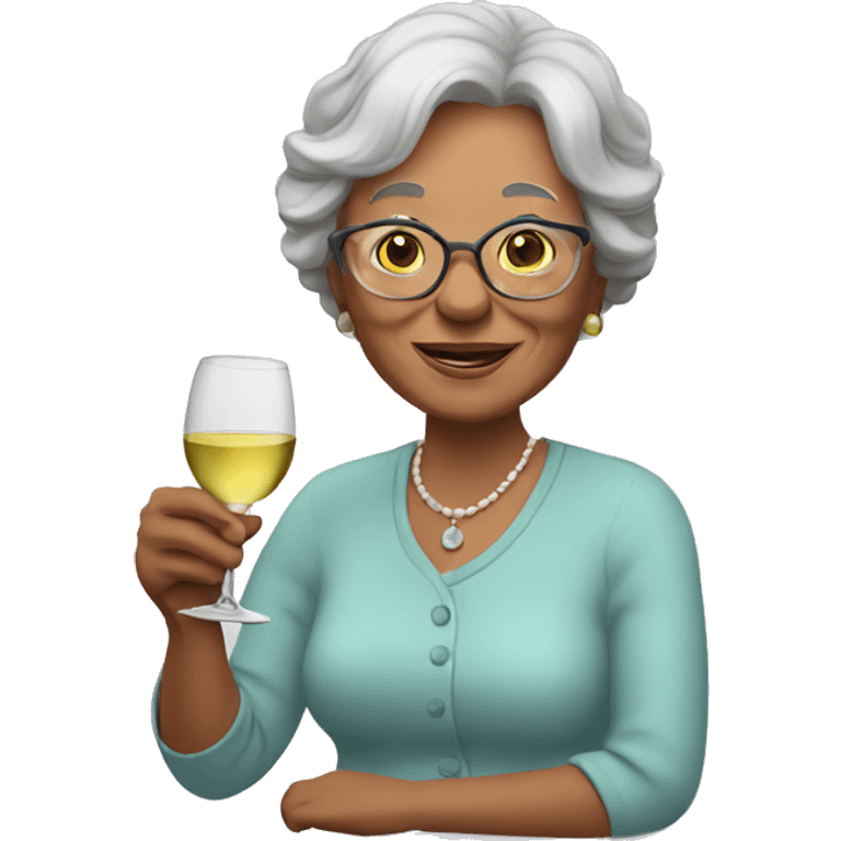 grandmother with a glass of white wine emoji