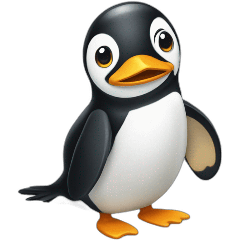 Pingüino disfrazado de sapo emoji