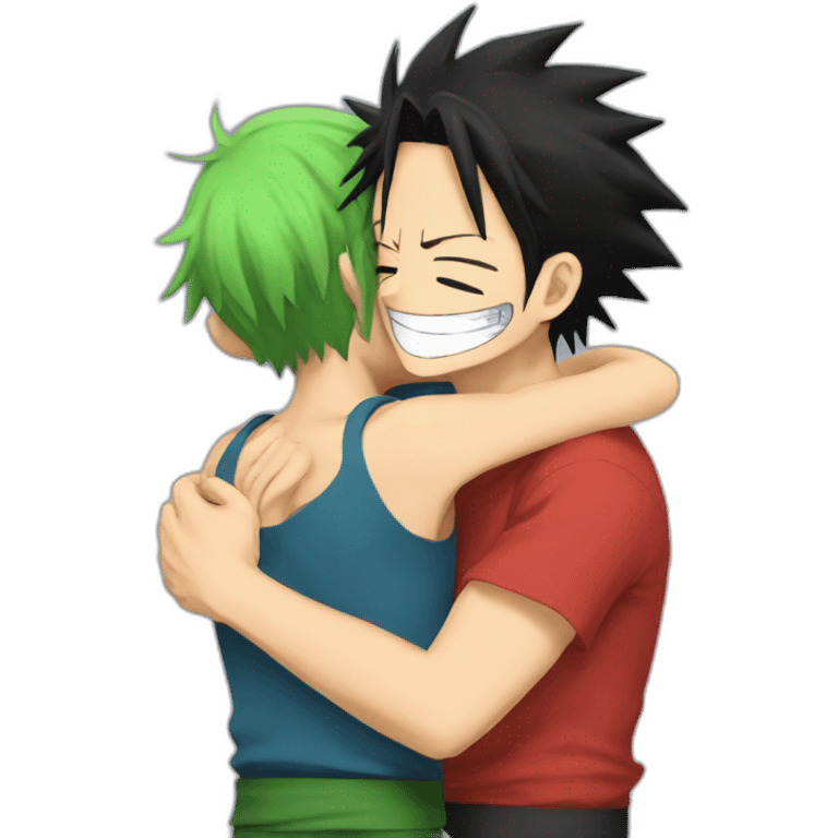 Luffy hugs Zoro emoji