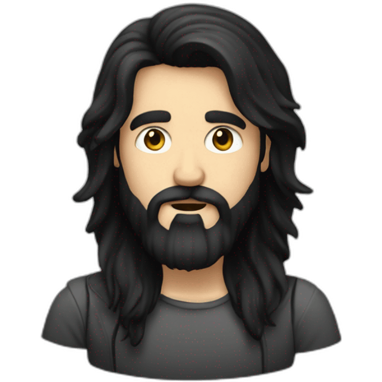 long dark haired rocker guy with full beard emoji