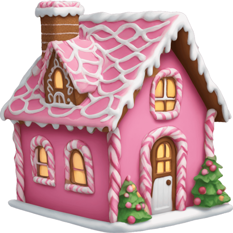 A pink gingerbread house emoji