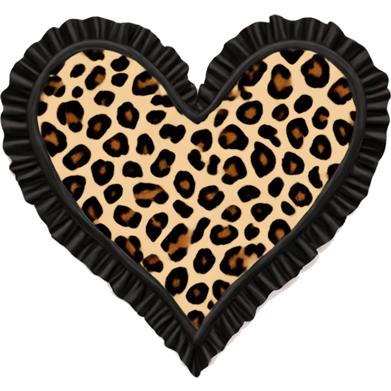 Leopard print heart with black ruffles emoji