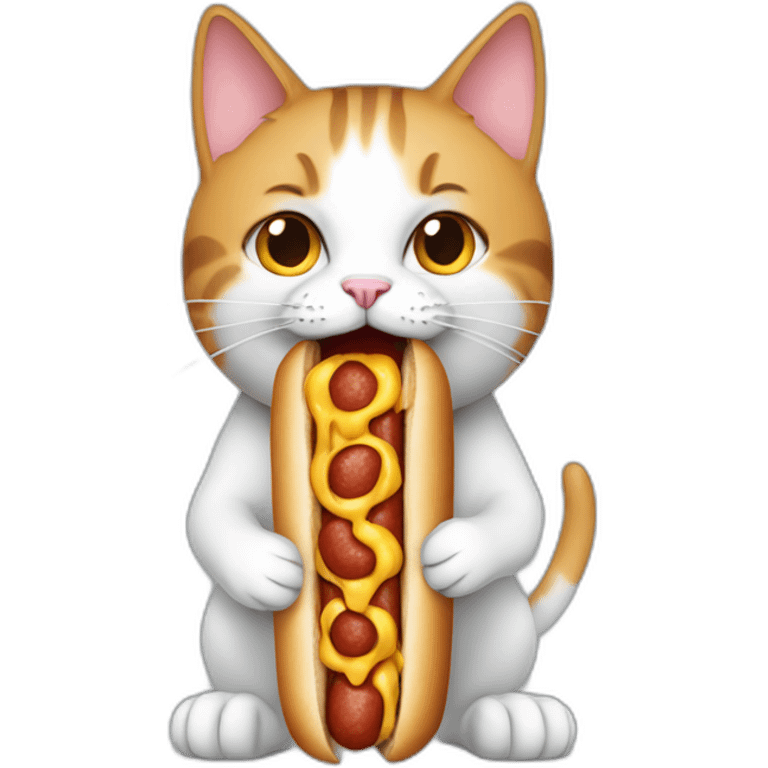 cat eating a hotdog emoji