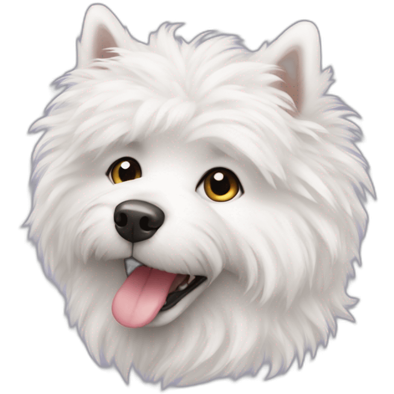 White fluffy dog and LOVE emoji