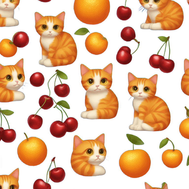 orange cat and cherry emoji