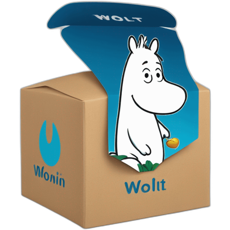 Moomin delivers a Wolt branded box emoji