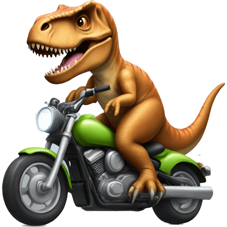 A T-rex riding a motorcycle emoji