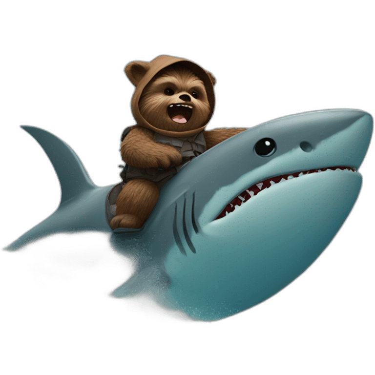 ewok riding a shark emoji