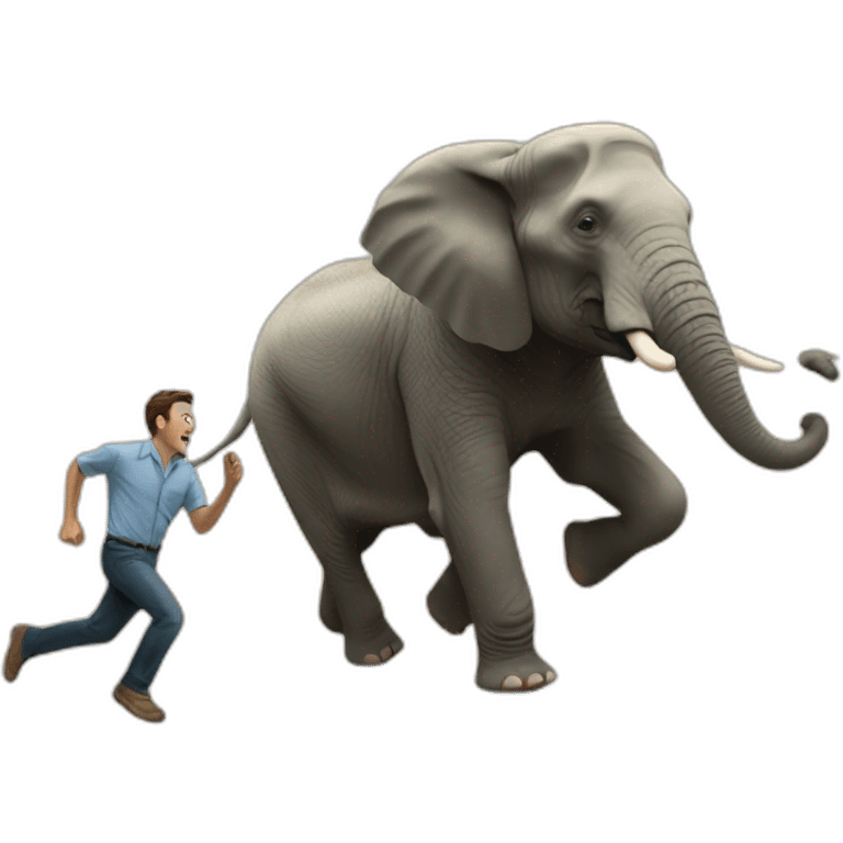 a man running away from a elephant emoji