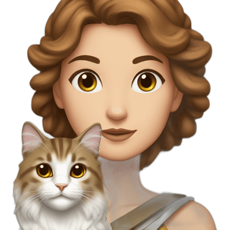 Goddess Hera with brown hair and a Siberian cat emoji