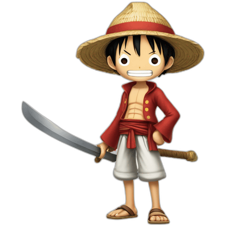 Tête de luffy sur un sabre emoji