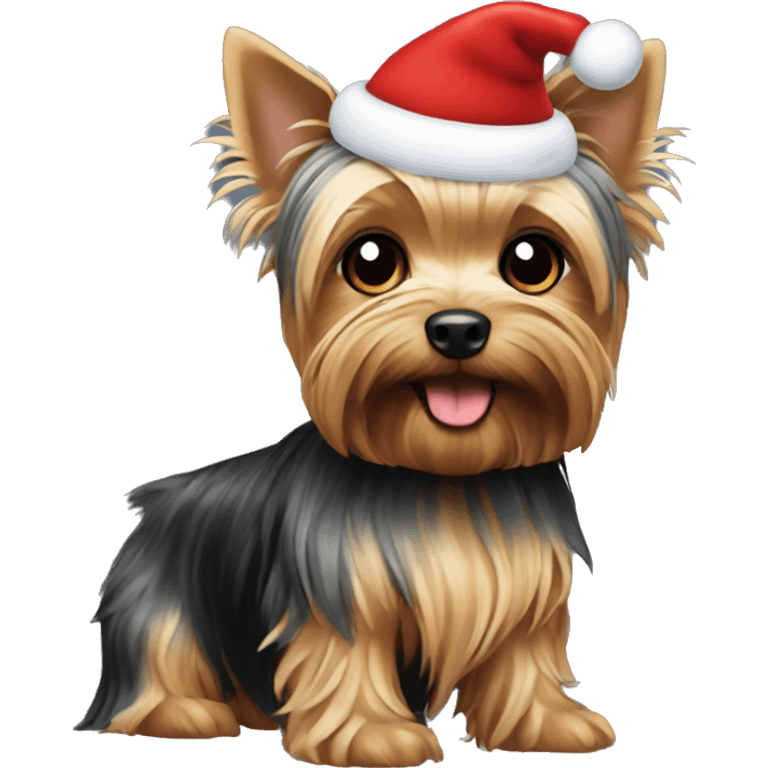 Yorkshire terrier with christmas vibe emoji