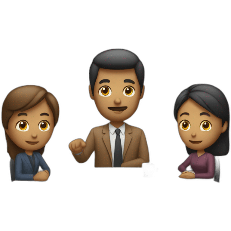 two person, interviewer and a brown person, talking, 4K, high-detailed, with table, face to face emoji