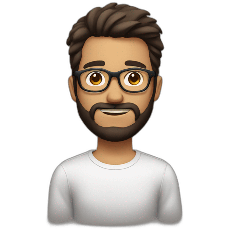 fair skinned brown guy with black spectacles and a neat dark brown hairstyle with beard emoji