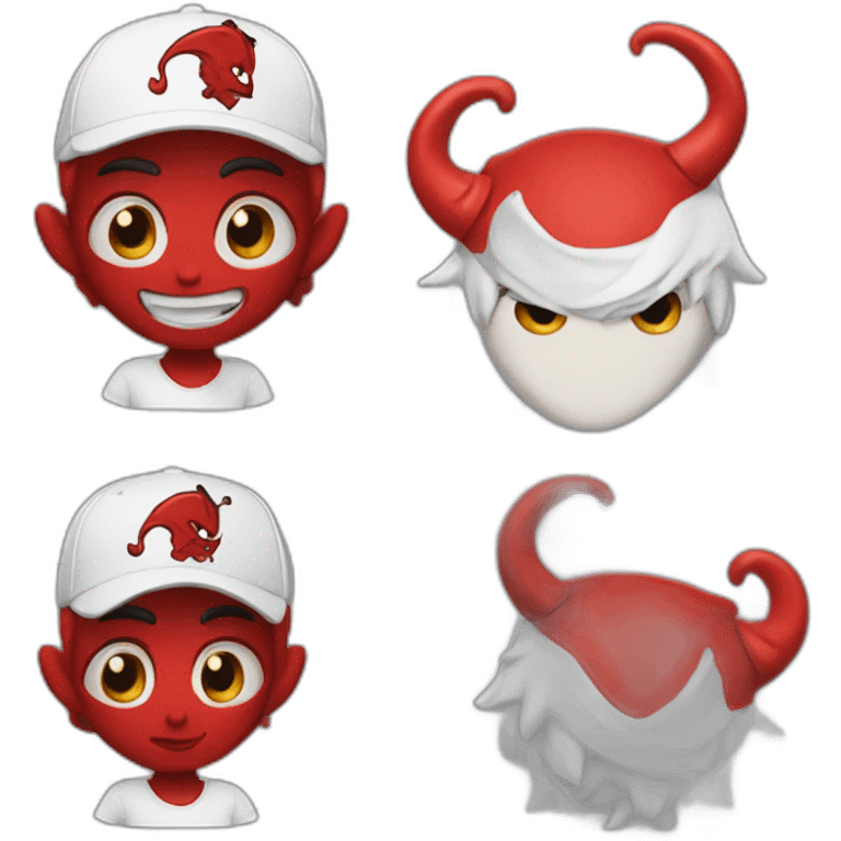 Devil in tennis outfit with white cap and tennisraquet emoji