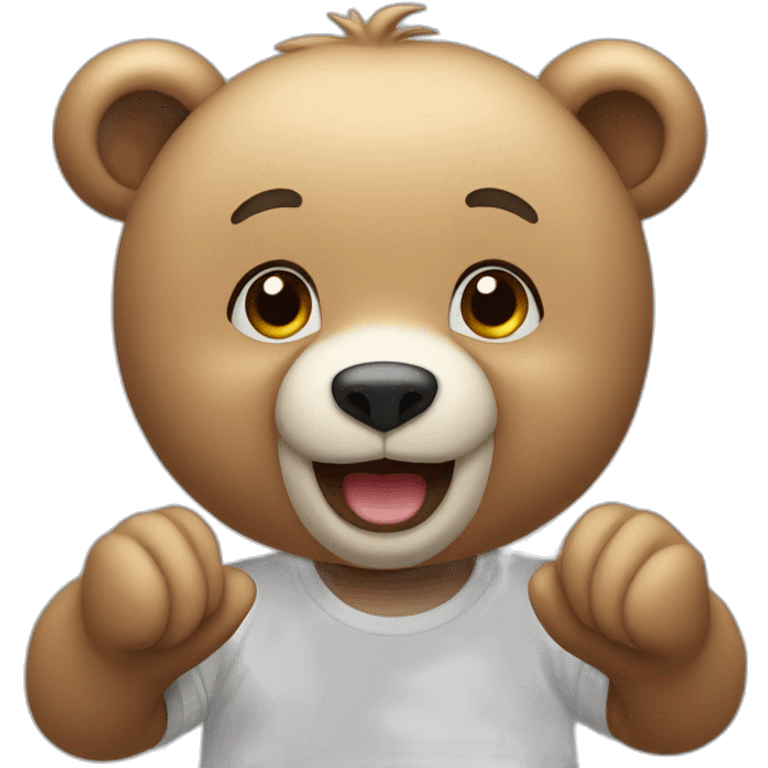 Bear with white t-shirt and He is clapping emoji