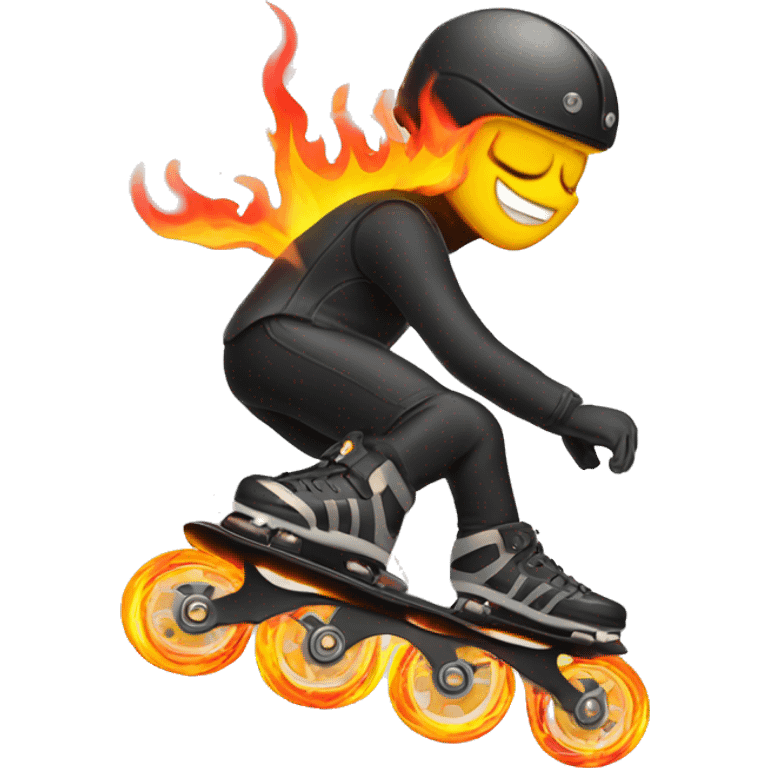 inline rollerblading with wheels on fire emoji