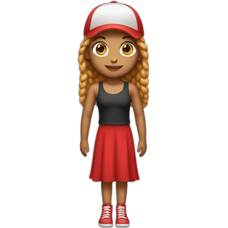 girl wearing a red dress and a cap full body emoji