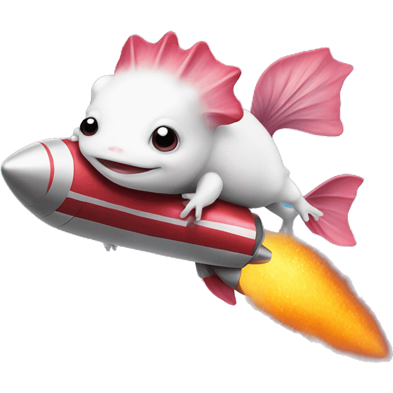 Axolotl riding on a rocket emoji