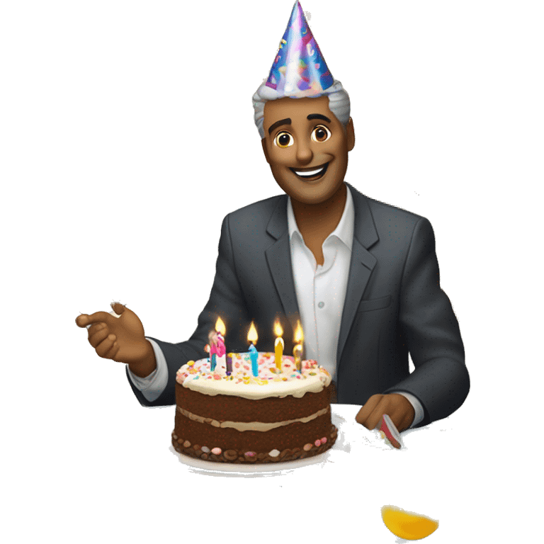 Happy birthday to you from Sundaram with cake, balloons, champagne, and candles emoji