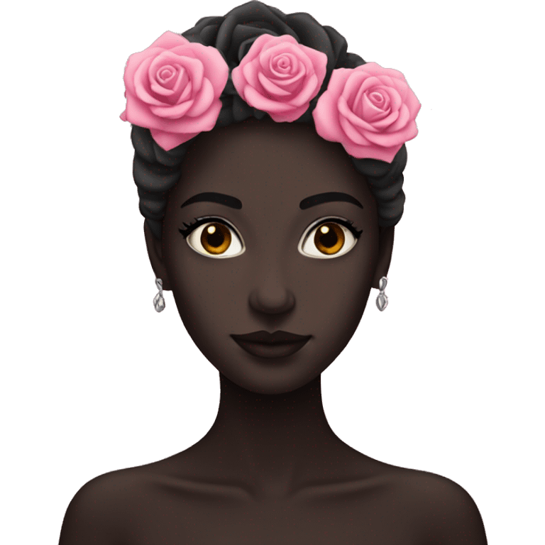 dark beauty with pink roses emoji