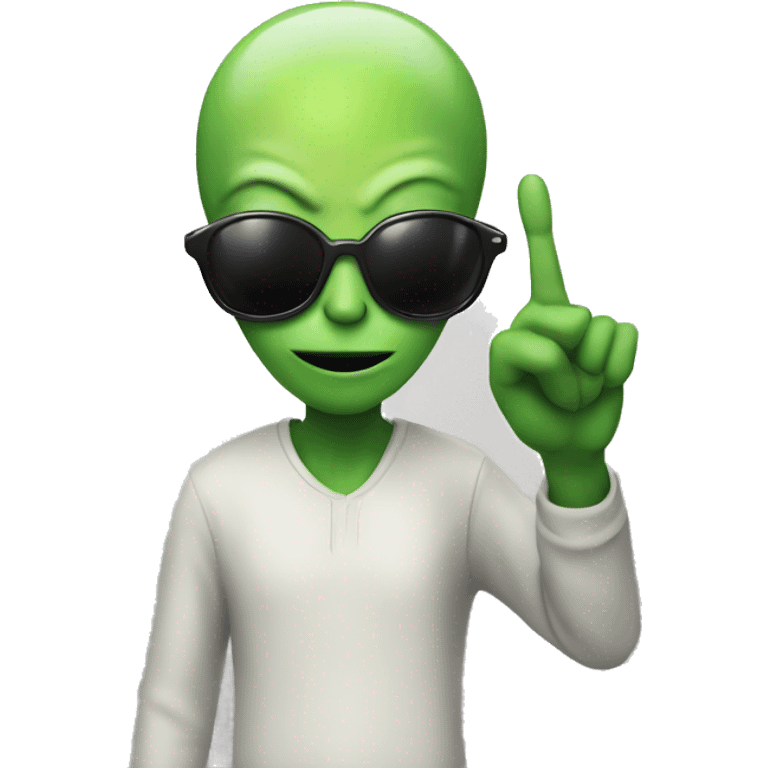 Alien with sunglasses doing the peace sign emoji