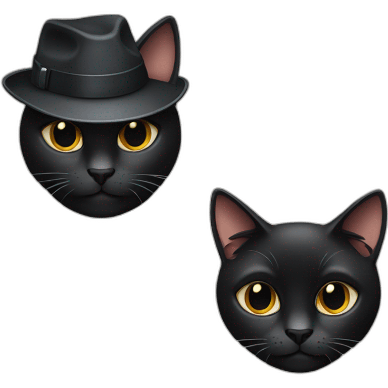 A duo consisting of a black cat who is a detective and a tabby cat who is a detective emoji