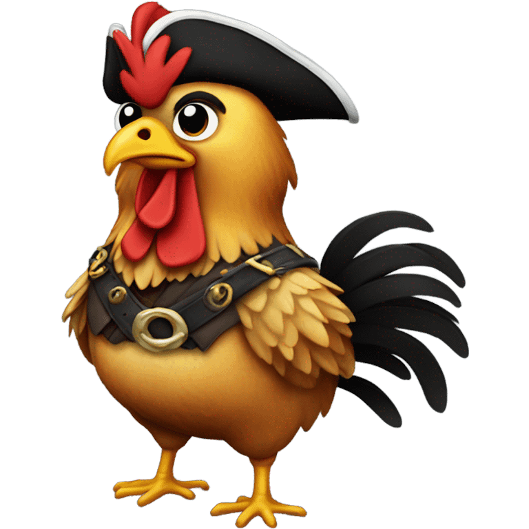 Chicken in pirate outfit emoji