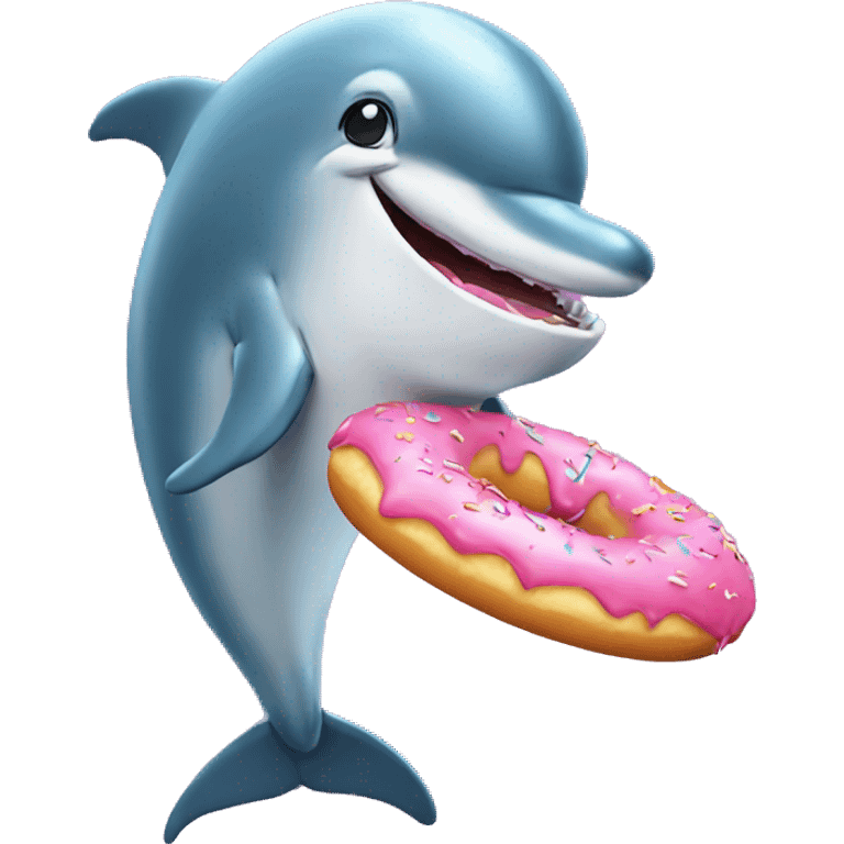 Dolphin eating a donut emoji