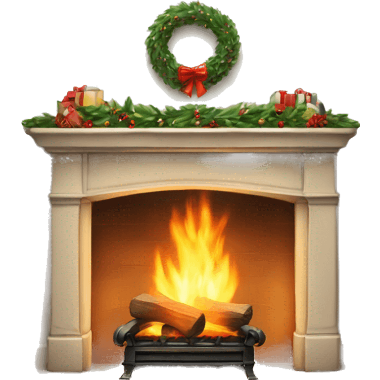 Fireplace decorated￼ for Christmas ￼ emoji