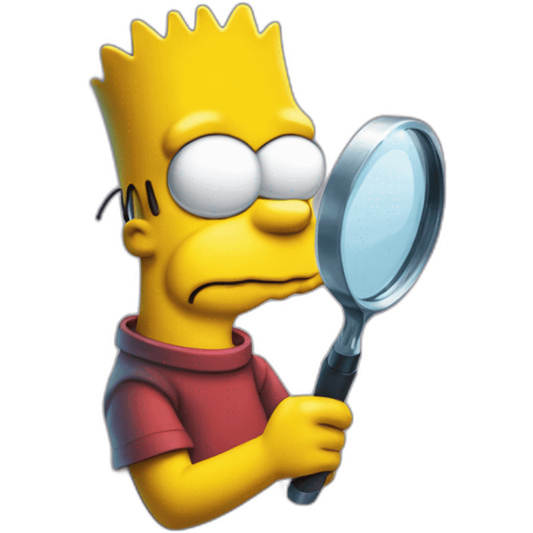 bart simpson looking through a magnifying glass foward emoji