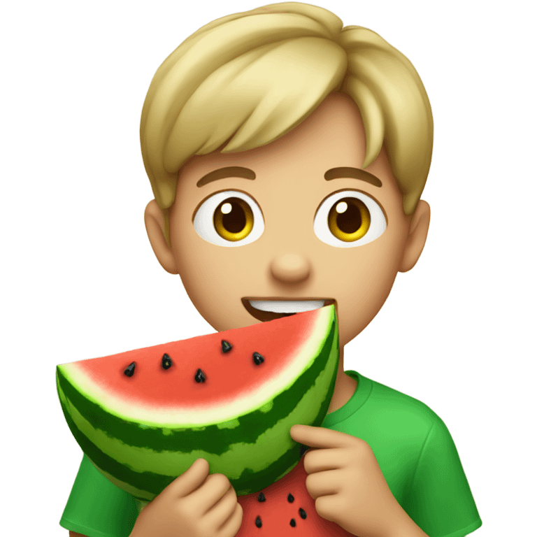 A kid eating watermelon emoji