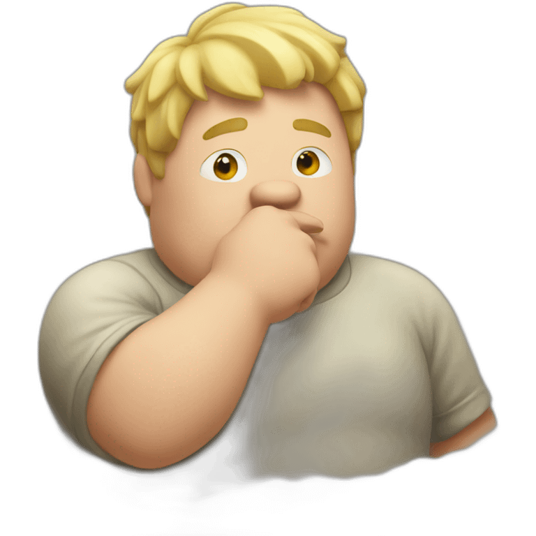 blond fat guy smelling his finger emoji