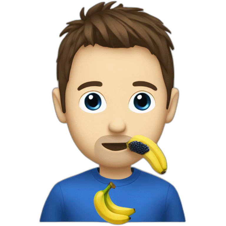 Matt Bellamy eating a banana brown hair, blue eyes emoji